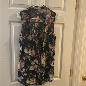 Ember Missy Large Floral Black Sleeveless Blouse